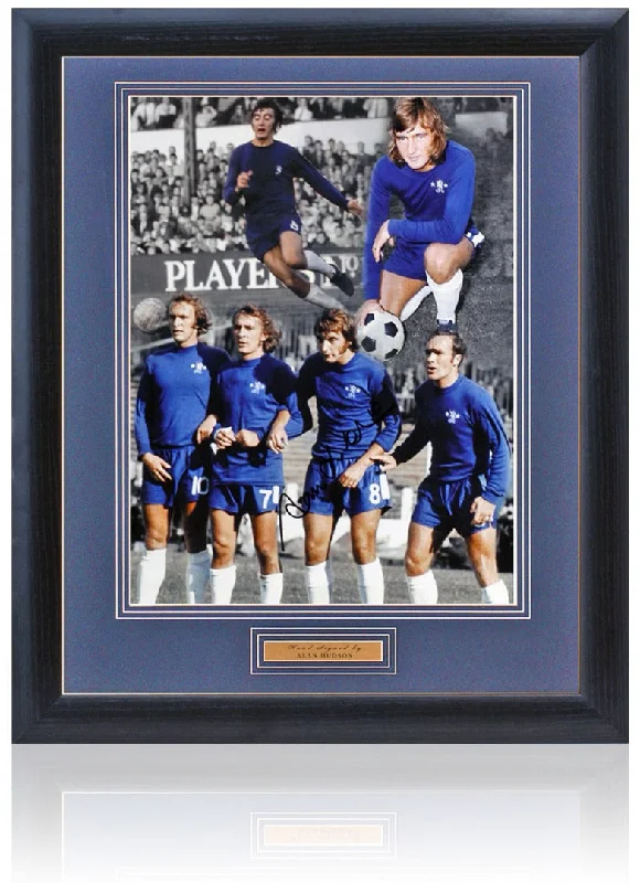 Alan Hudson Hand Signed 16x12'' Chelsea Montage AFTAL COA