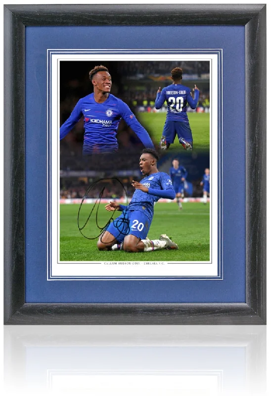 Callum Hudson Odoi Chelsea Hand Signed 16x12'' Montage AFTAL COA