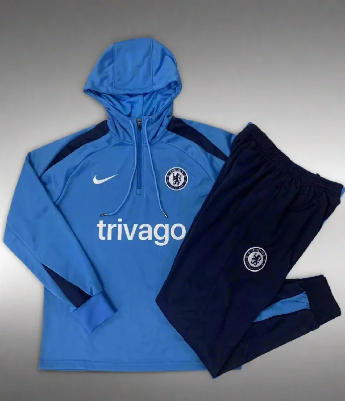 Chelsea 2024-25 Blue Half-zip Hoodie Tracksuit Set