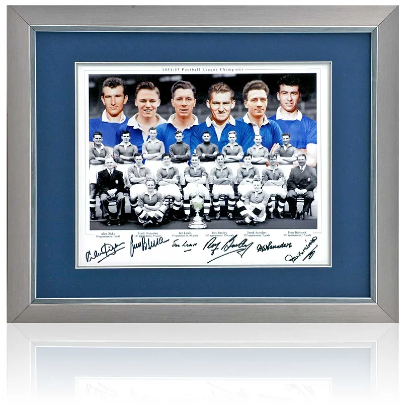 Chelsea 1954/55 League Champions Hand Signed 16x12 Montage AFTAL COA