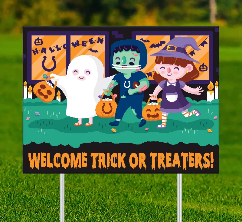 NFL2232-Welcome Trick or Treaters Yard Sign / N2232-Indianapolis Colts