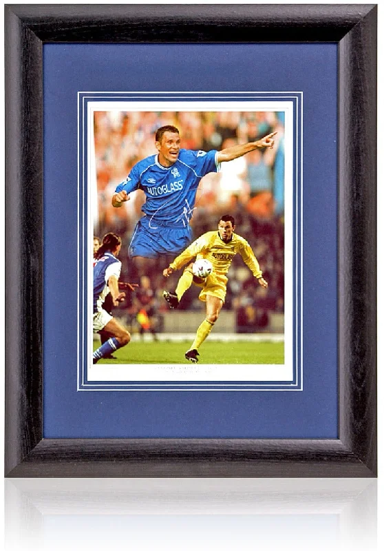 Gus Poyet Hand Signed Chelsea F.C. 12x8'' Framed Montage AFTAL COA