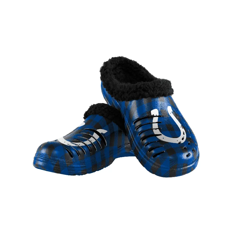 Indianapolis Colts NFL Mens Sherpa Lined Buffalo Check Clog