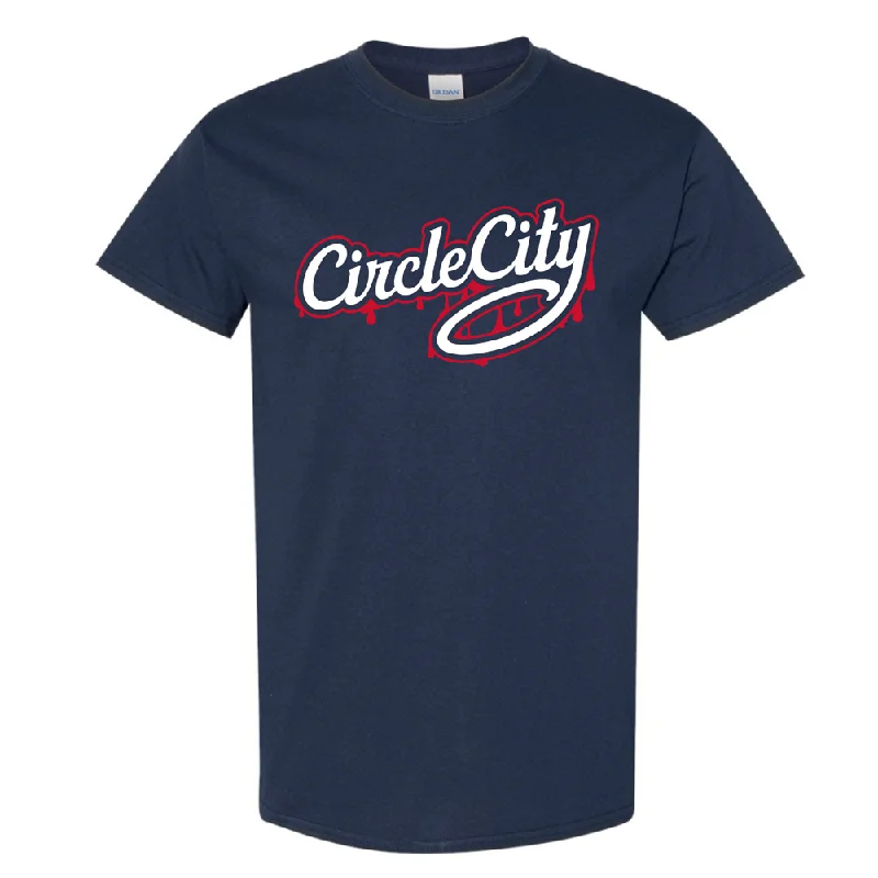 Indianapolis Indians Adult Navy Paint Circle City Wordmark Tee