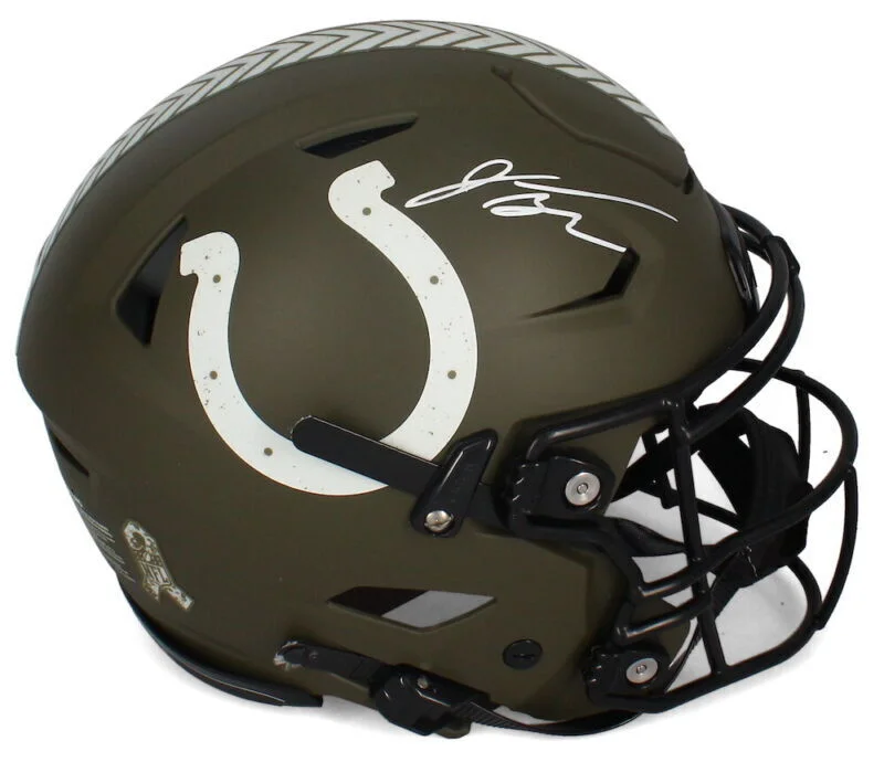 Jonathan Taylor Autographed Indianapolis Colts 2022 Salute to Service Speed Flex Authentic Helmet Fanatics