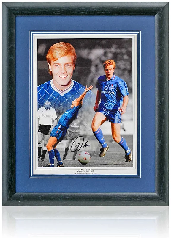 Kerry Dixon Chelsea Legend Hand Signed 16x12'' Montage AFTAL Photo COA