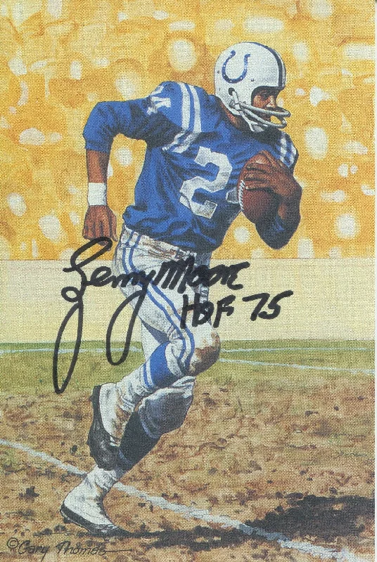 Lenny Moore Autographed Goal Line Art Card