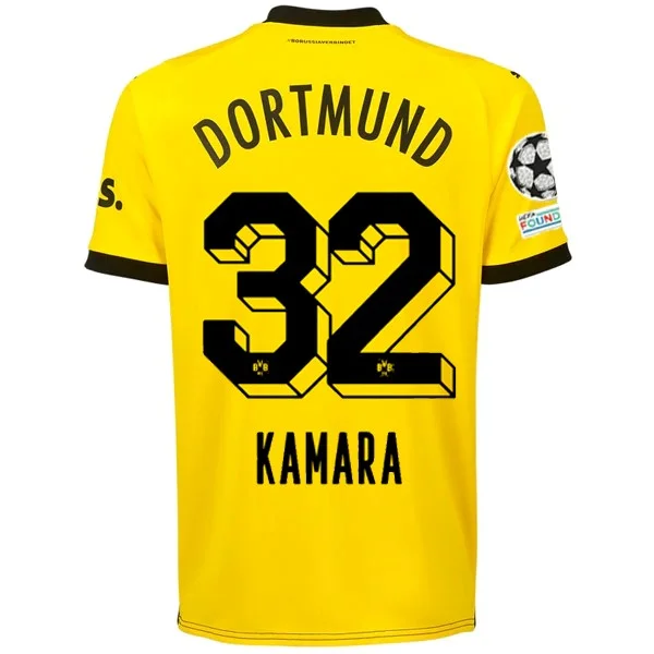 Puma Borussia Dortmund Abdoulaye Kamara Home Jersey w/ Champions League Patches 23/24 (Cyber Yellow/Puma Black)