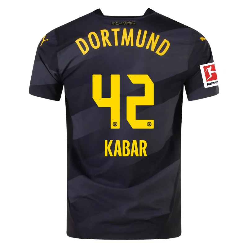 Puma Borussia Dortmund Authentic Almugera Kabar Away Jersey w/ Bundesliga Patch 24/25 (Puma Black/Faster Yellow)