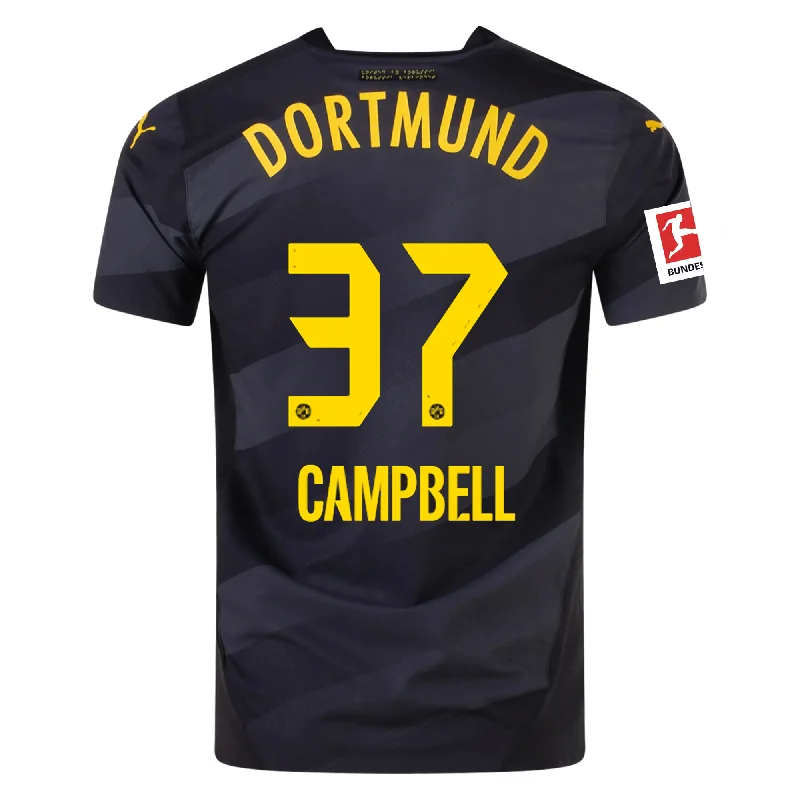 Puma Borussia Dortmund Authentic Cole Campbell Away Jersey w/ Bundesliga Patch 24/25 (Puma Black/Faster Yellow)