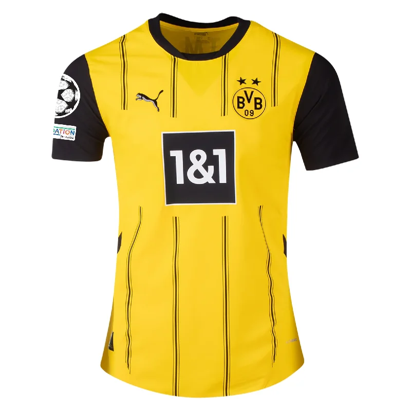 Puma Borussia Dortmund Authentic Home Jersey w/ Champions League Patches 24/25 (Faster Yellow/Puma Black)