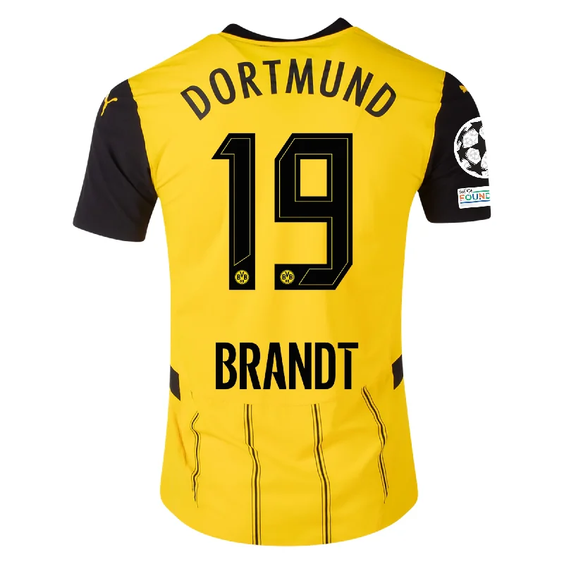 Puma Borussia Dortmund Authentic Julian Brandt Home Jersey w/ Champions League Patches 24/25 (Faster Yellow/Puma Black)