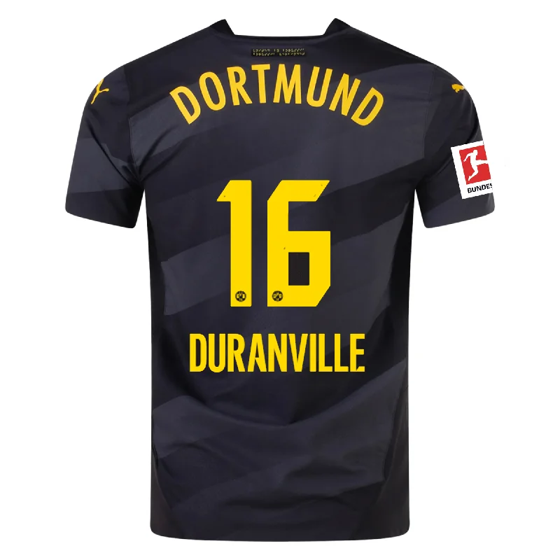 Puma Borussia Dortmund Authentic Julien Duranville Away Jersey w/ Bundesliga Patch 24/25 (Puma Black/Faster Yellow)