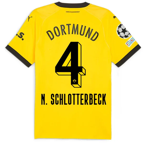 Puma Borussia Dortmund Authentic Schlotterback Home Jersey w/ Champions League Patches 23/24 (Cyber Yellow/Puma Black)