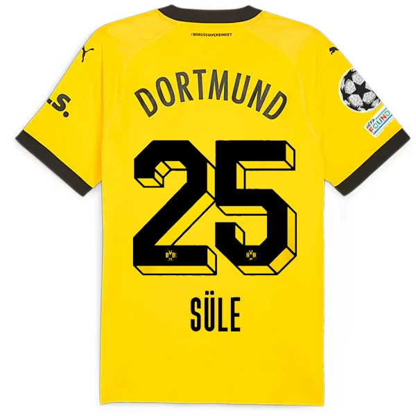 Puma Borussia Dortmund Authentic Sule Home Jersey w/ Champions League Patches 23/24 (Cyber Yellow/Puma Black)