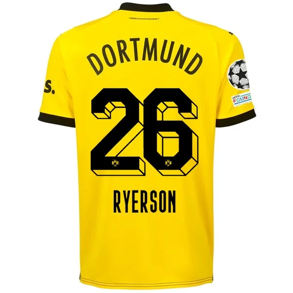 Puma Borussia Dortmund Julian Ryerson Home Jersey w/ Champions League Patches 23/24 (Cyber Yellow/Puma Black)