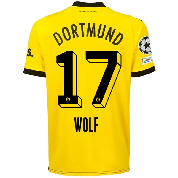 Puma Borussia Dortmund Marius Wolf Home Jersey w/ Champions League Patches 23/24 (Cyber Yellow/Puma Black)