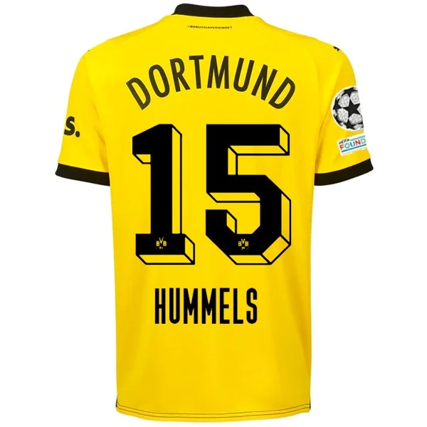 Puma Borussia Dortmund Mats Hummels Home Jersey w/ Champions League Patches 23/24 (Cyber Yellow/Puma Black)