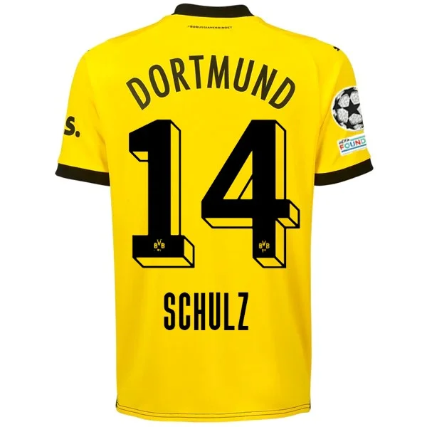 Puma Borussia Dortmund Nico Schulz Home Jersey w/ Champions League Patches 23/24 (Cyber Yellow/Puma Black)