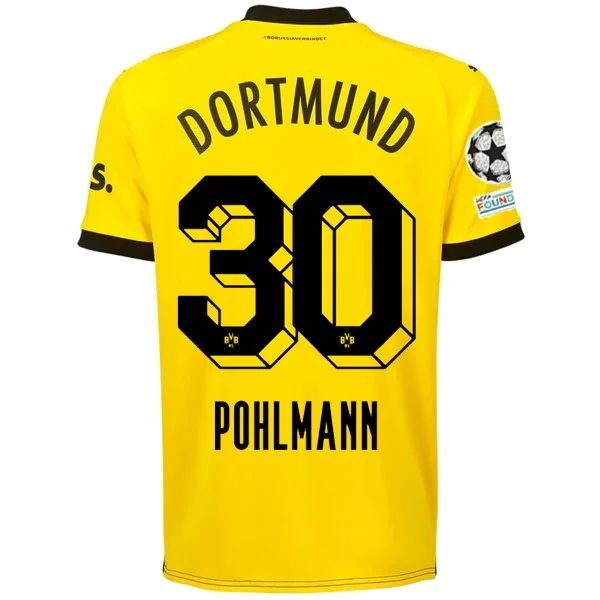 Puma Borussia Dortmund Ole Pohlmann Home Jersey w/ Champions League Patches 23/24 (Cyber Yellow/Puma Black)