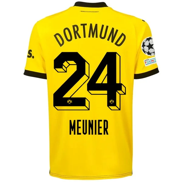 Puma Borussia Dortmund Thomas Meunier Home Jersey w/ Champions League Patches 23/24 (Cyber Yellow/Puma Black)