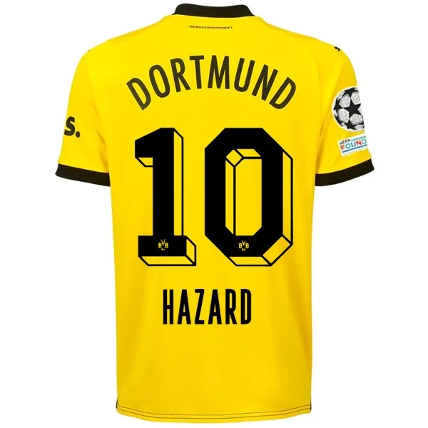 Puma Borussia Dortmund Thorgan Hazard Home Jersey w/ Champions League Patches 23/24 (Cyber Yellow/Puma Black)