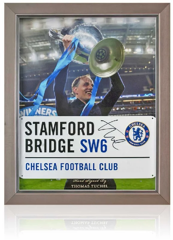 Thomas Tuchel Chelsea Stamford Bridge Hand Signed Street Sign Presentation AFTAL COA