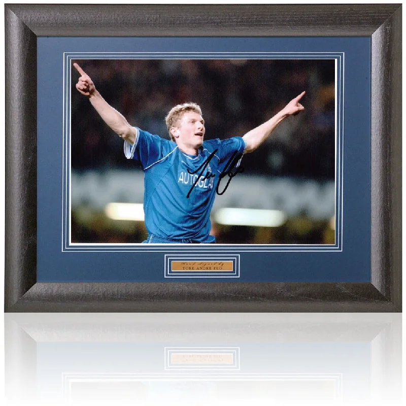 Tore Andre Flo Hand Signed 12x8'' Framed Chelsea Photograph AFTAL COA