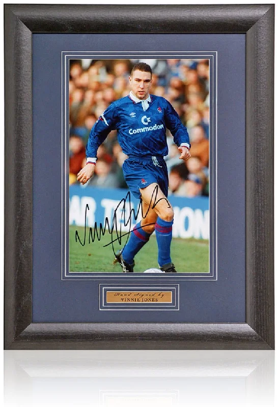 Vinnie Jones Hand Signed 12x8'' Framed Chelsea Photograph AFTAL COA