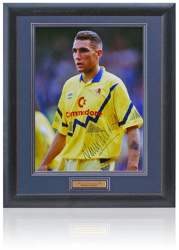 Vinnie Jones Hand Signed 16x12'' Framed Chelsea Photograph AFTAL COA